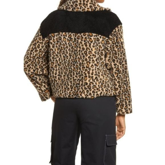 NWT BP. Leopard Print Colorblock Fleece Lng Sleeve Half Zip Pullover Small - Picture 2 of 11